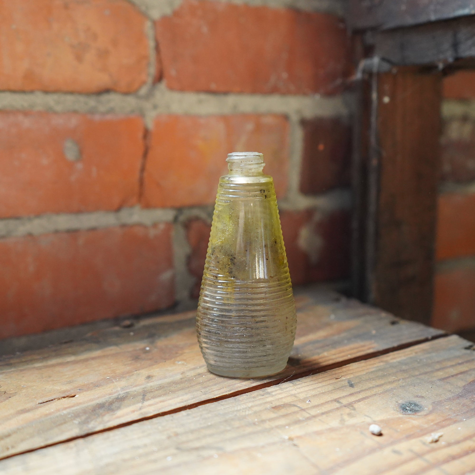 Vintage Ribbed Glass Bottle (Tapered Shape)